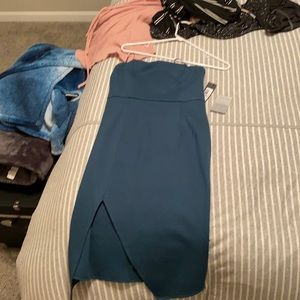 Green strapless midi dress brand new